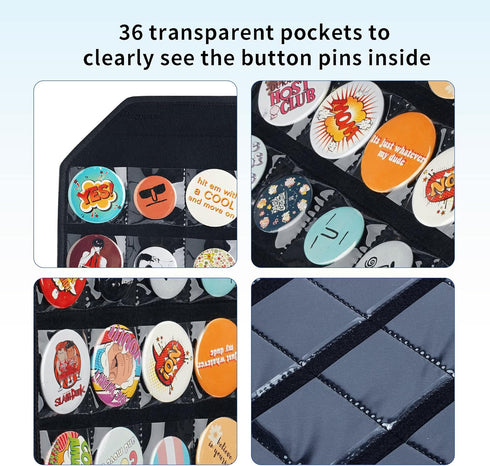 PACMAXI Wall Hanging Badge Button Pins Organizer Display Storage Stand, Enamel Pin Display Holder,hold Up To 36 Pins (Black)...