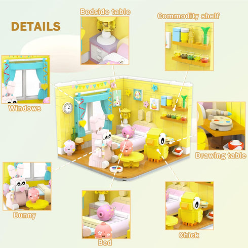 Easter Friends House Building Blocks Kit - 417 Pcs Easter Bunny Easter Toys Building Sets , Easter Basket Stuffers Easter Egg Fillers Building Toy...