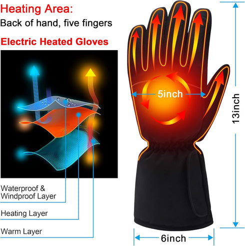 SPRING Electric Heated Gloves,Portable Battery Heating Thermal Gloves,Waterproof Touchscreen Gloves for Cycling,Motorcycle,Hiking,Snowboarding Out...