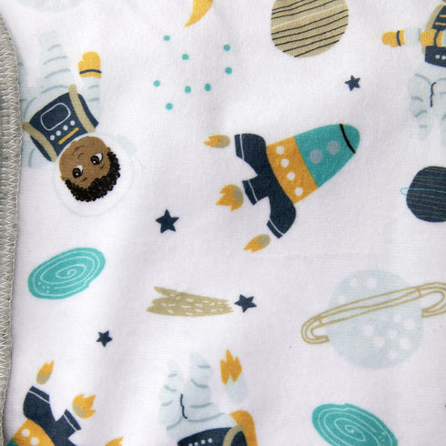 Plush Baby Blanket 30' x 40' Soft Fleece, Astronaut and Space Theme (Ashton) for Newborn & up, Grey...