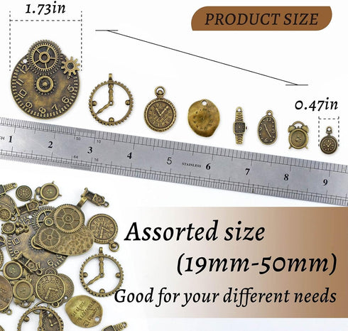 JIALEEY Antiqued Bronze Clock Face Charm Pendant, Wholesale Bulk Lots Mixed Gears Steampunk Charms Pendants DIY for Necklace Bracelet Jewelry Maki...