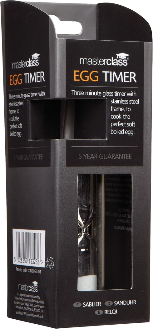 MasterClass 3-Minute Hourglass Egg Timer, 4 x 10 cm (3" x 1.5")...