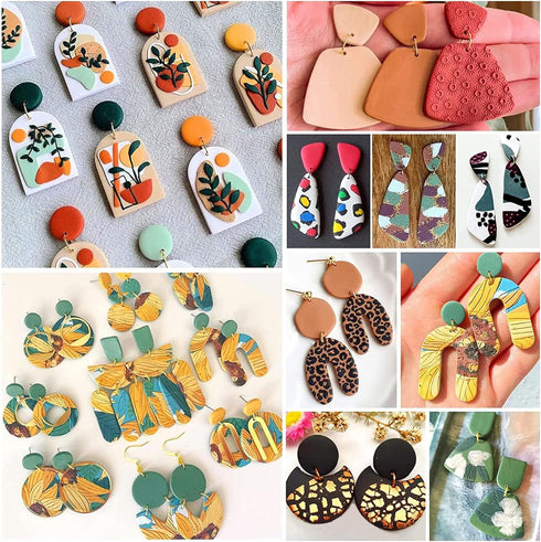 Yayatty 400 PCS Polymer Clay Cutters Set, 18 Shapes Clay Earring Cutters with Earrings Accessories, Clay Pattern Cutting Molds, Plastic Clay Cutte...