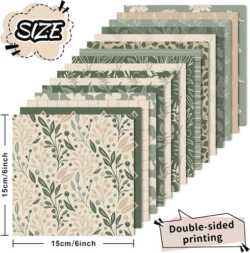 32 Sheets Sage Green Floral Pattern Paper Greenery Scrapbook Specialty Paper Eucalyptus Leaves Double Sided Craft Paper For DIY Card Making Photo ...