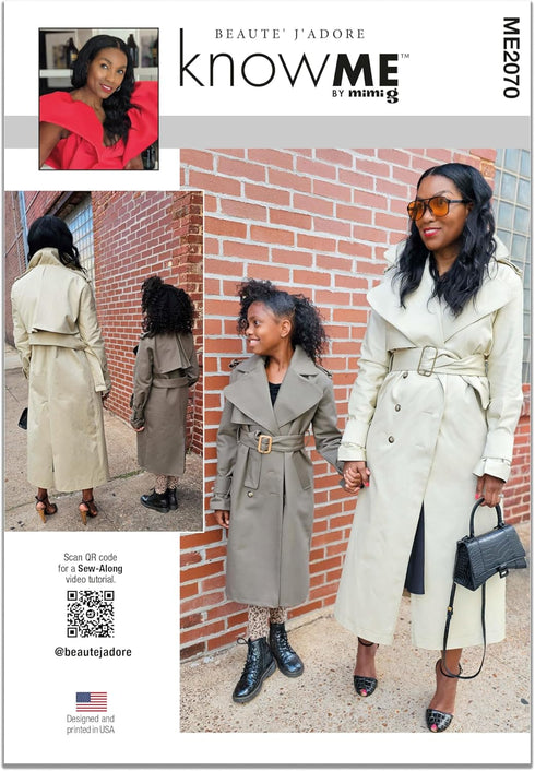 Know Me Girl's Slim Trench Coat Sewing Pattern Packet by Beaute' J'Adore, Design Code ME2070, Sizes 10-12-14-16-18, Multicolor...