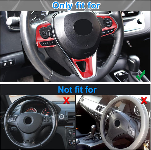 X AUTOHAUX 3 Pcs ABS Plastic Red Interior Steering Wheel Cover Trim for Toyota Corolla 2020-2022 Inner Decoration Auto Accessories...