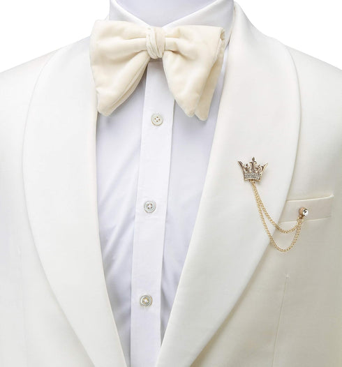 Knighthood Brooch Pin Golden Crystal King Crown Chain Brooch Suit Stud Lapel Pin...