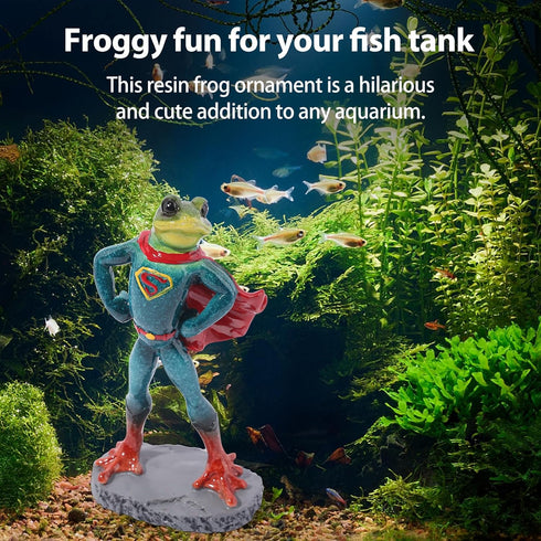 Underwater Landscape Resin Figurine - A Frog in Muscle Outfit Ornament for Aquarium...