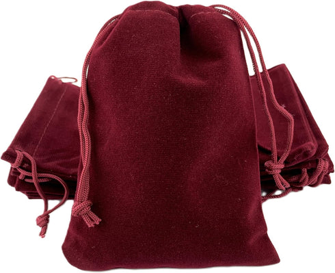 AEAOA Gift Bags, Pack of 25 4.8" X 3.6" Velvet Drawstring Jewelry Pouches, for Candy, Pins, Jewelry, Treats, Birthday Party Favors (Burgundy Dark ...