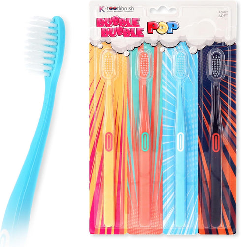 SANGSI Embossed Bristle Toothbrush, Soft Toothbrushes for Adults - Sensitive Teeth and Gums Care - Perfect Travel Essentials – Bubble Bubble Pop P...