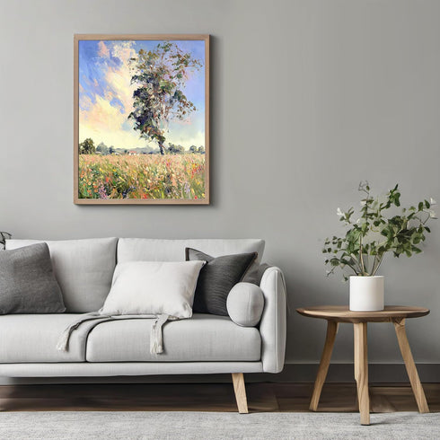 Posterizer 1 pcs-oil painting style-vibrant field with flowers-classics inspired 4-Landscape & Nature Art-Vintage Art-Gift for Art Lovers- unframe...