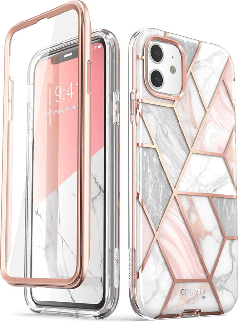 i-Blason Cosmo Series Case for iPhone 11 (2019 Release), Slim Full-Body Stylish Protective Case with Built-in Screen Protector, Marble, 6.1''...