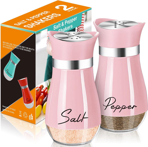 Salt and Pepper Shakers Set,4 oz Glass Bottom Salt Pepper Shaker with Stainless Steel Lid for Kitchen Cooking Table, RV, Camp,BBQ Refillable Desig...