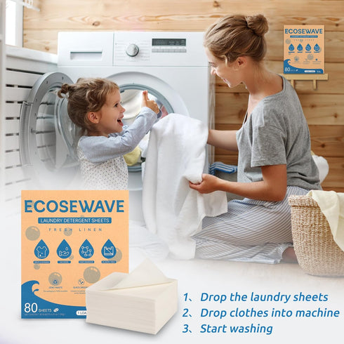 Laundry Detergent Sheets, 80 sheets, Fresh linen Scent, Hypoallergenic and Eco-Friendly Laundry Strip, Perfect for Travel Camping,Apartments, Dorm...