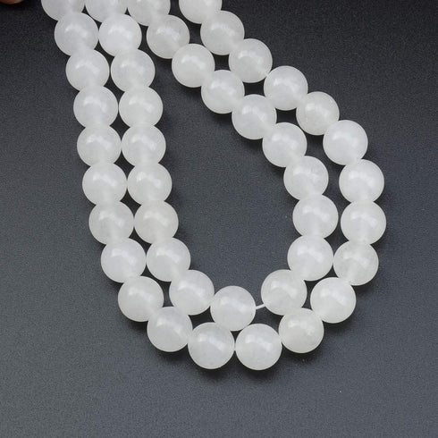 LPBeads 80Pcs Polished 10mm Round Natural White Jade Gemstone Loose Beads with Stretch Cord for Jewelry Making Bracelets...