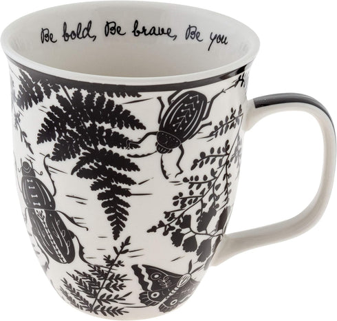 Karma Gifts 16 oz Black and White Boho Mug Beetle - Cute Coffee and Tea Mug - Ceramic Coffee Mugs for Women and Men...