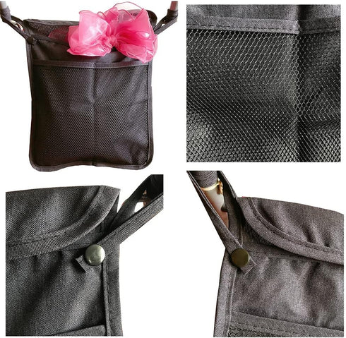 Baby Stroller Organizer,Black,Umbrella stroller organizer,Extra pockets to store snacks/wipes items,Holds water bottles, toddler sweat shirt etc (...