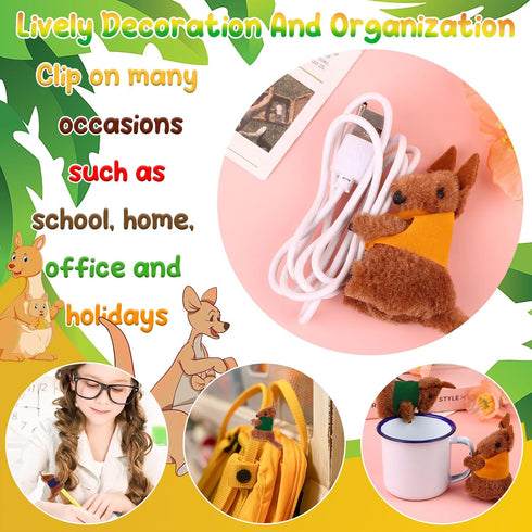 20Pcs Kangaroo Clip Buddy Kangaroo Clip Kangaroo Stuffed Animal Pencil Toppers Kangaroo Prizes Fuzzy Kangaroo Hugger Clip Animal Plush Pencil Clip...
