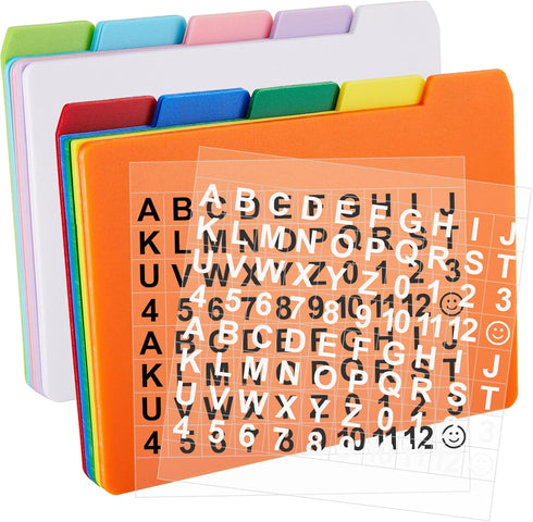 Lewtemi 50 Pieces Index Card Dividers Index Card Guide Set with Tabs Alphabet Tabbed Index Cards Guides Self Adhesive Number Stickers for Office R...