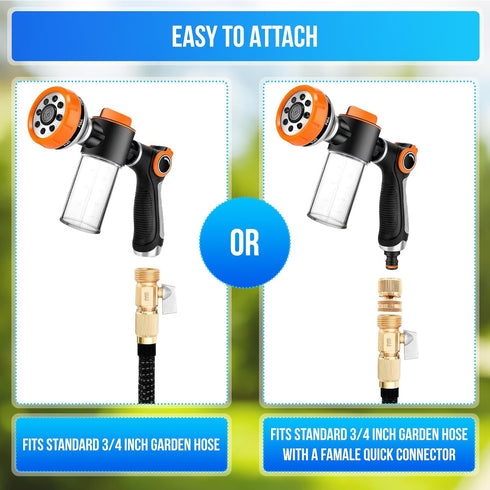 High Pressure Water Hose Nozzle - Garden Hose Nozzle Sprayer Heavy Duty Spray Bottle Soap Car Wash Foam Gun Water Hose Sprayer Nozzle - Spray Foam...