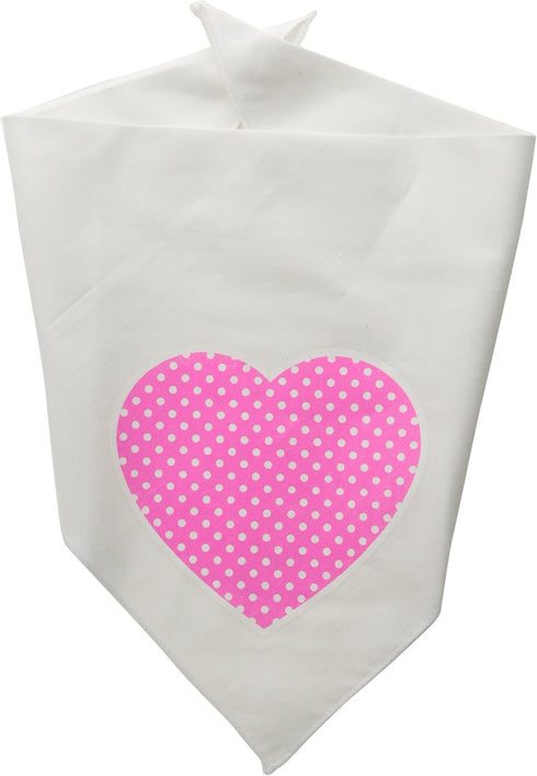 Pet and Dog Bandana Screen Printed, Pink Swiss Dot Heart White Small...