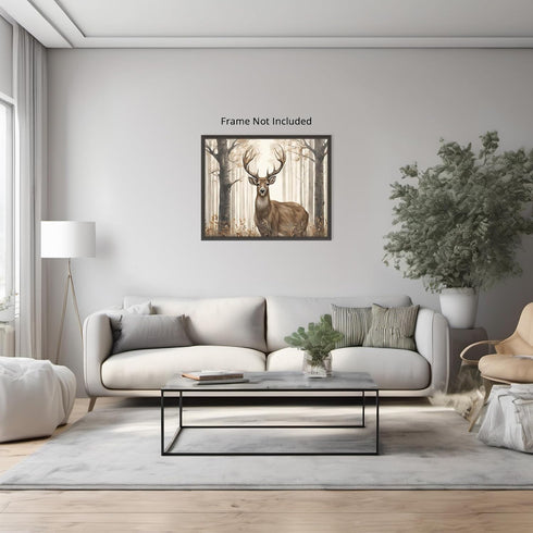 Posterizer 1 pcs- A deer standing in a foggy jungle-Art for Animal Lovers-Landscape & Nature Art- Gift for Men Women Teens-decor for Bedroom, Offi...