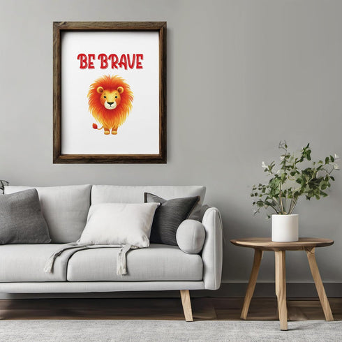 Posterizer 1 pcs-be brave-cute lion quote-Kids Room Art-Motivational & Inspirational Art-Gift for Daughter, Son, Kids-decor for nursery toddlers k...
