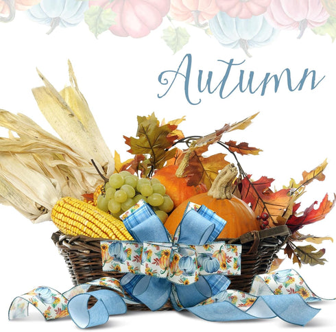 3 Rolls 30 Yards Fall Wired Ribbons Thanksgiving Pumpkin Buffalo Plaid Ribbon Autumn Harvest Ribbons for Wreaths Craft Bow Making Supplies Gifts W...