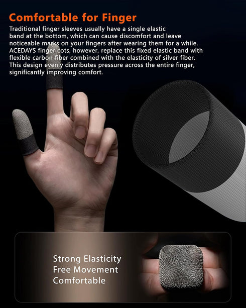 Gaming Finger Sleeves,100% Visible Silver Fibers,Just Right Pressure/Breathable/Sweatproof,Gaming Gloves for PUBG Mobile/Knives Out/Call of Duty M...