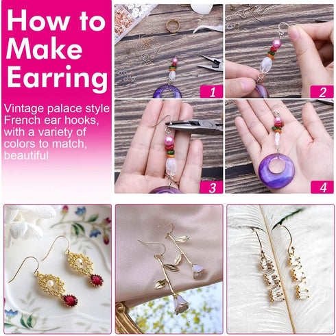 Earring Making Kit, Shynek 2343pcs Earring Making Supplies with Earring Hooks, Jump Rings, Earring Posts, Earring Backs and Jewelry Pliers Tools f...