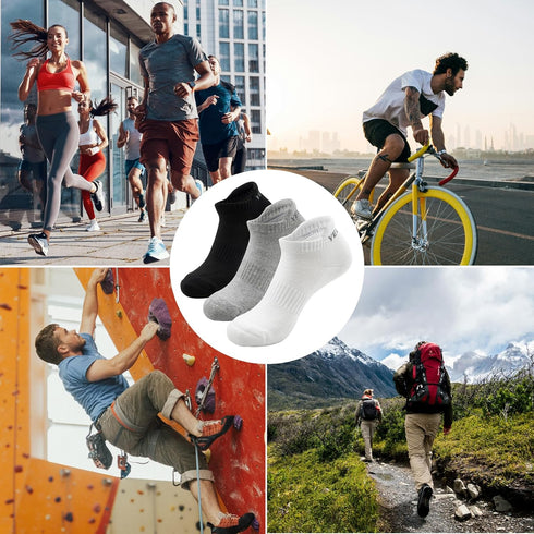 No Show Ankle Running Socks Men & Women Low Cut Hidden Athletic Cushioned Sports Tab Socks for Hiking Cycling Golf Gym Tennis Walking Workout 3 Pa...