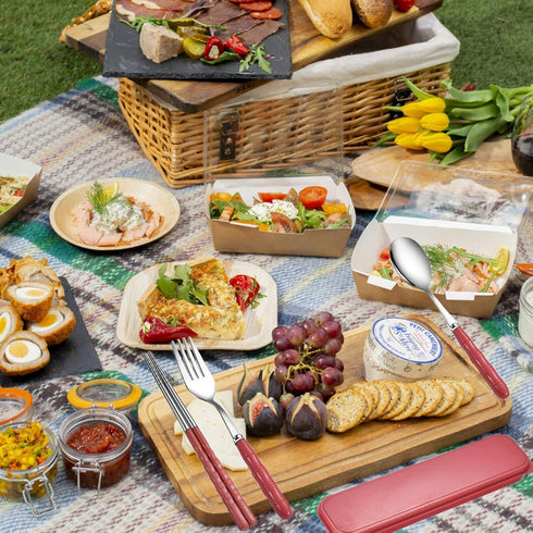 Travel Utensils Portable Silverware Cutlery Set Stainless Steel Reusable Flatware Portable Fork Spoon Chopsticks with Case for Camping Picnic Hiki...