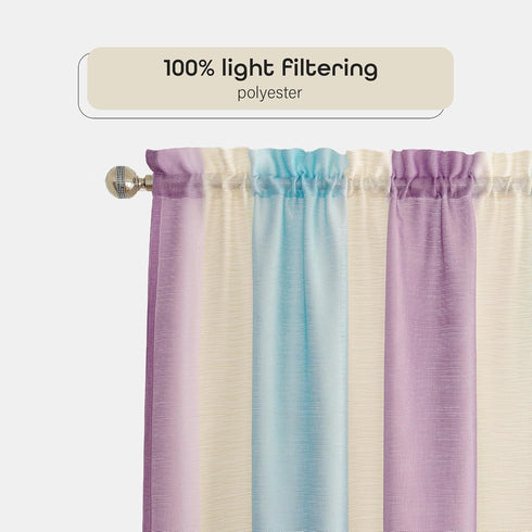 ACHIM Spectrum Rod Pocket Panel Window Curtain - 50 Inch Width, 63 Inch –Length Lilac/Turquoise, Semi-Sheer & Machine Washable Soft Polyester Drap...