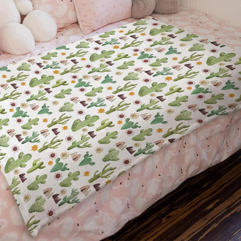 Green Cactus Sun Mountain Baby Blanket for Boys Girls Desert Cactus Tribal Flannel Super Soft Receiving Blankets Warm Swaddle Blanket Bedding Blan...