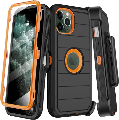 for iPhone 11 Pro Max Case with Belt Clip Holster,Built-in Screen Protector,Heavy Duty Shockproof Drop Protection Military Grade Durable Phone Cov...