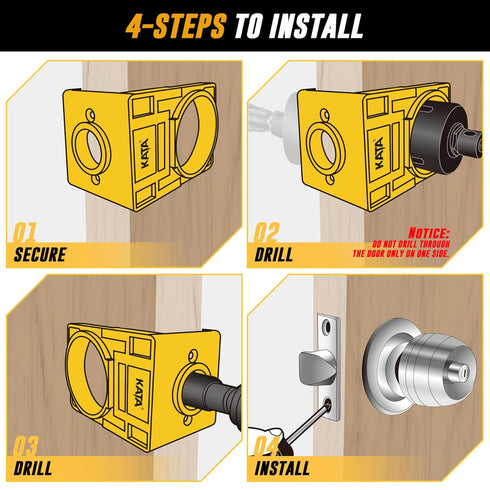 KATA 1-3/8" - 1-3/4" Door Lock Installation Kit with Large Chip-Clearance Slots, Door Lock Hole Saw for Deadbolts and Locksets for Wooden Doors wi...
