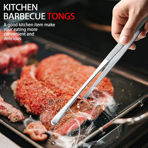 4 Pcs Cooking Tweezers Tongs, 12''&10'' Stainless Steel Food Tongs Set, Professional Kitchen Long Tongs for Cooking,Repairing,Sea food,BBQ,Multi-u...