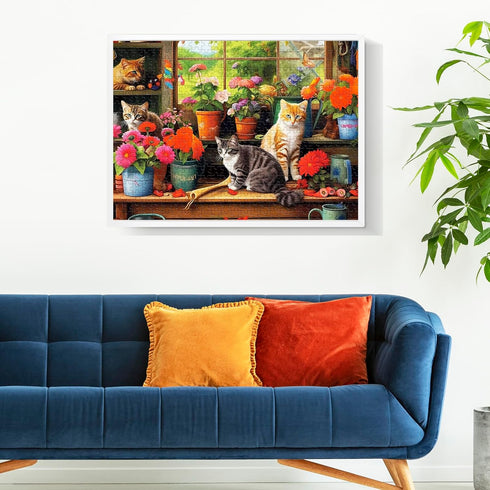 500 Piece Puzzle for Adults-Cats and Flowers | Recycled Cardboar Jigsaw Puzzles 500 Pieces | Challenging Family Activity Great Gift Idea for Famil...