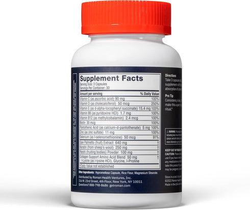 ROMAN Hair Support Supplement for Men | with Saw Palmetto, zinc, and biotin to Help Support and Nourish Hair | 30-Day Supply (90 Capsules)...