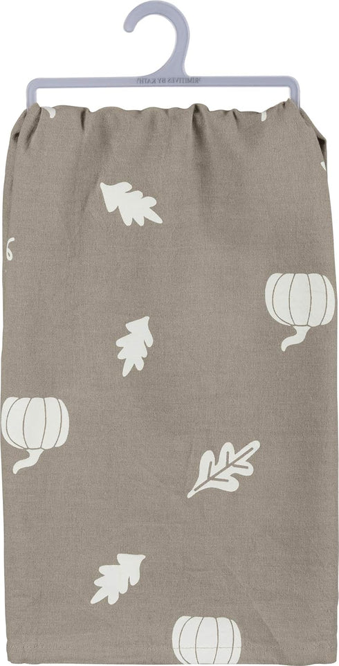 Primitives by Kathy Gray and White Hand-Lettered Dish Towel, 28 x 28-Inch, Happy Fall Y'all...