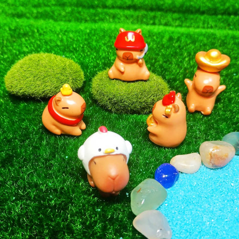 20 pcs Mini Capybara Figurines, Resin Tiny Capybara Figures Animals for Miniature Garden Cake Topper Decorations...