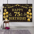 Trgowaul 75th Birthday Backdrop Gold and Black 5.9 X 3.6 Fts Happy Birthday Party Decorations Banner for Women Men Photography Supplies Background...