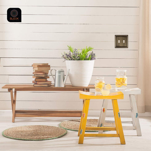 SleekLighting | Wall plates Decorative Beveled Antique Brass | Electric Outlet and Switch Covers| Style: 2 Gang Duplex (2 Pack)...
