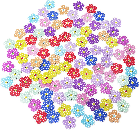 Honbay 100PCS Wooden Flower Buttons 2 Holes Buttons Cute Flower Shape Dots Sewing Decorative Buttons for Skirts, Gloves, Sweaters, Shirts, Hats, S...