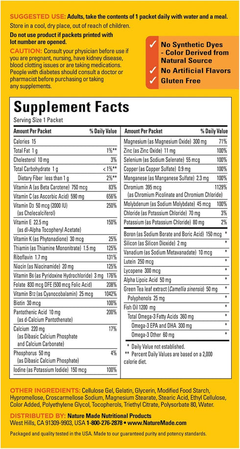 Nature Made Daily Diabetes Health Pack, Dietary Supplement for Nutritional Support, 30 Packets, 30 Day Supply...