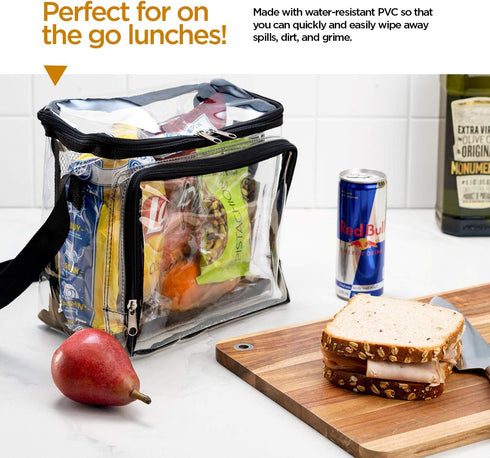SP HOME GOODS Stadium Approved Clear Tote Bag with Adjustable Strap, Front Storage Compartment, and Mesh Pockets - See Through Zippered Clear lunc...