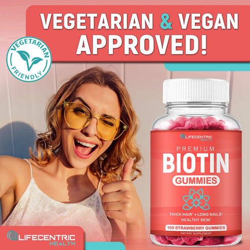 Biotin Gummies for Hair Growth | Max Strength Biotin 10000mcg Prevents Thinning and Loss | Chewable Biotin Supplement For Women Men and Kids | 100...