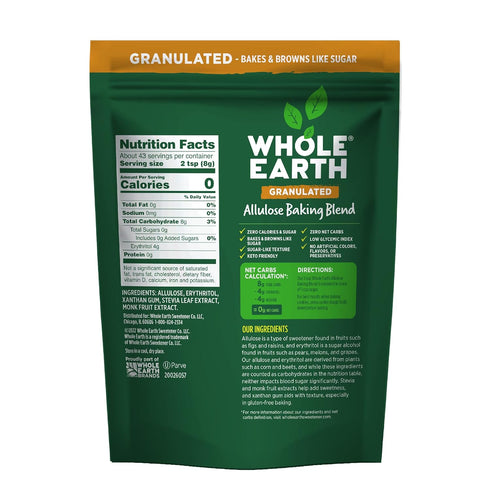 Whole Earth Sweetener Co. Allulose Baking Blend, Granulated, Plant-Based Sugar Alternative, 12 Ounces, 0.75 Pound (Pack of 1)...