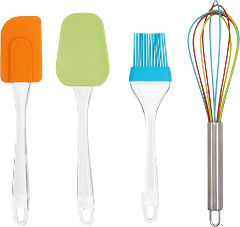 4 Piece Silicone Baking Set, Green/Orange/Blue...