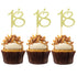 24 PCS 18th Cupcake Toppers - Anniversary or Birthday Cupcake Picks Party Decoration Supplies | Gold 18th...
